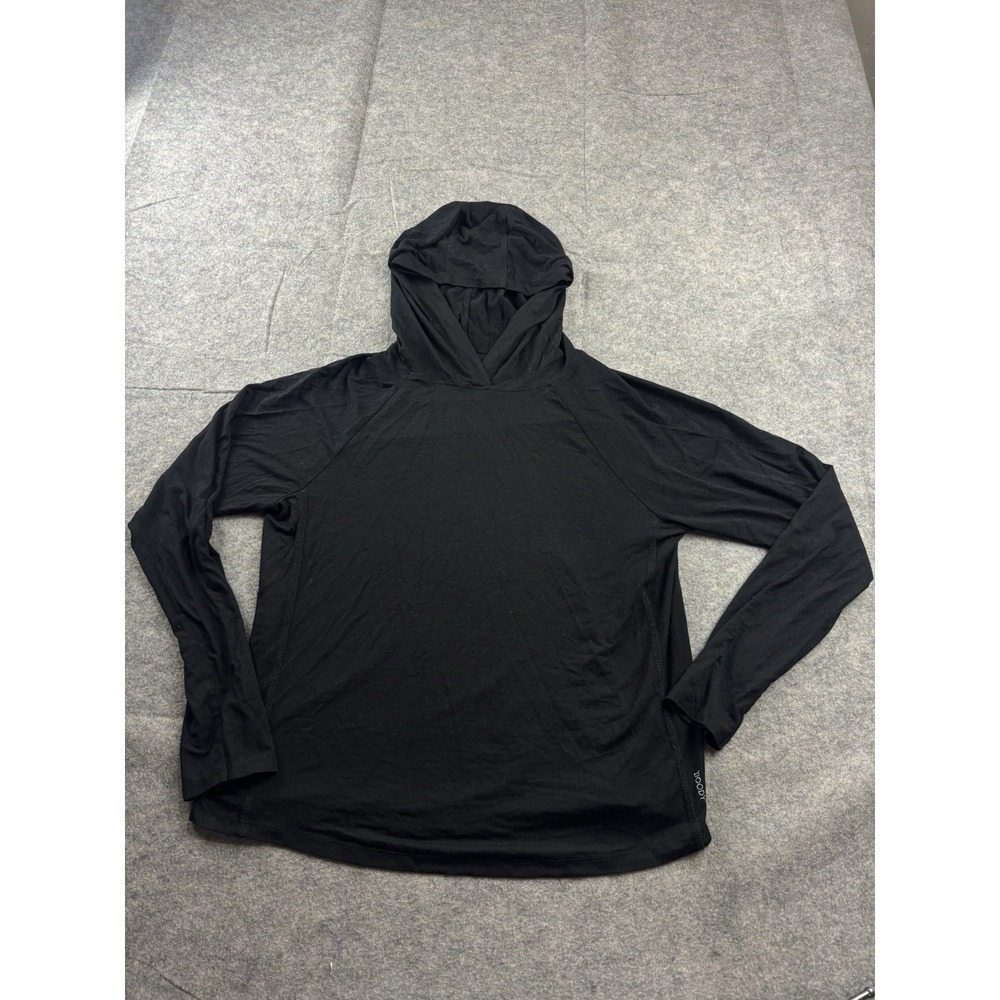 Women's S Boody Long Sleeve Hooded T-Shirt Black Viscose Bamboo Athletic Gym
